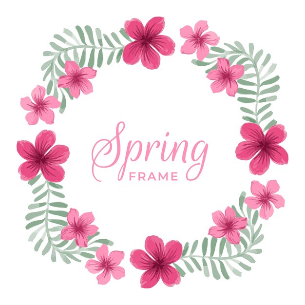 Watercolor spring floral frame concept