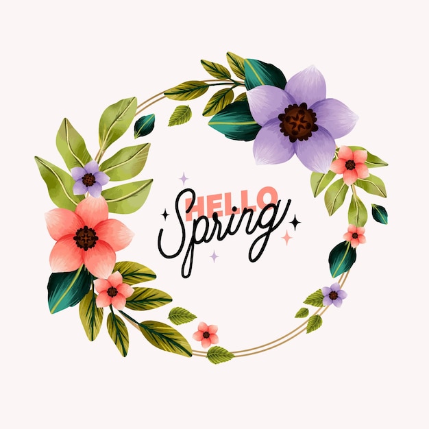 Watercolor spring floral frame template