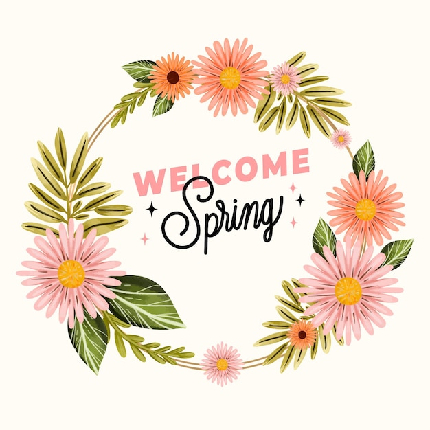 Free vector watercolor spring floral frame template