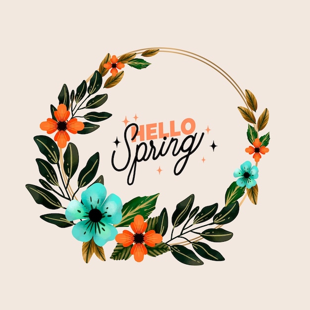 Free vector watercolor spring floral frame template