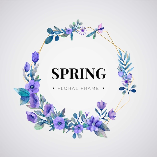Vettore gratuito tema cornice floreale primavera dell'acquerello
