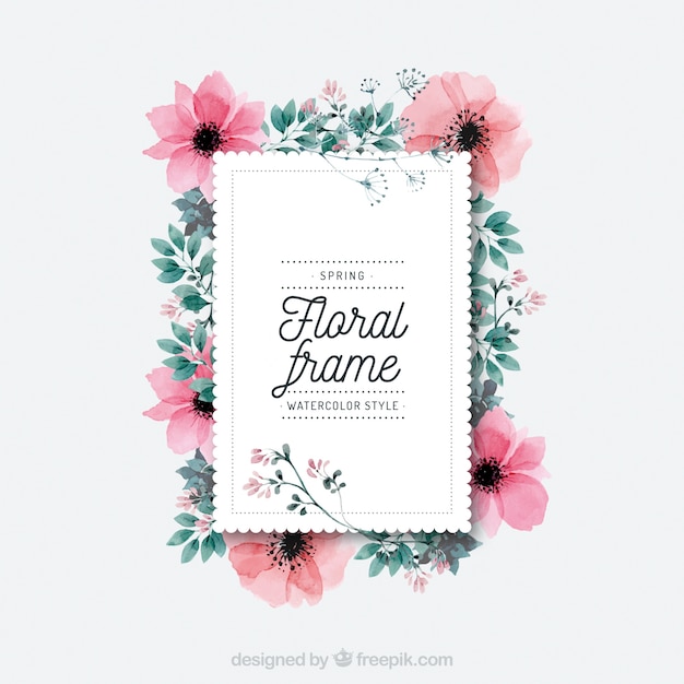 Free vector watercolor spring floral frame