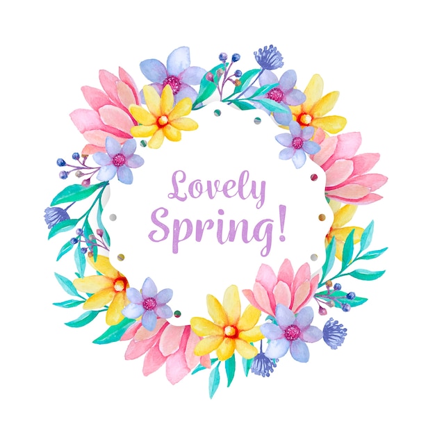 Free vector watercolor spring floral frame