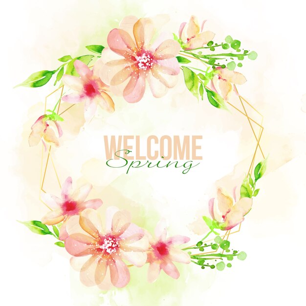 Watercolor spring floral frame