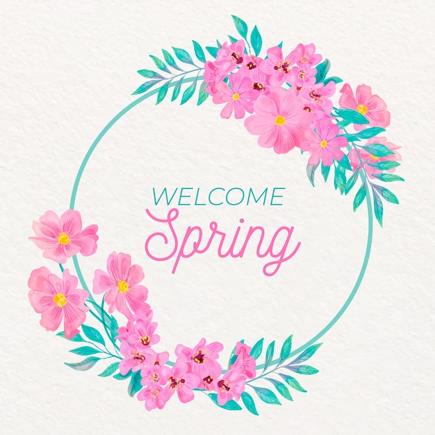 Watercolor spring floral frame