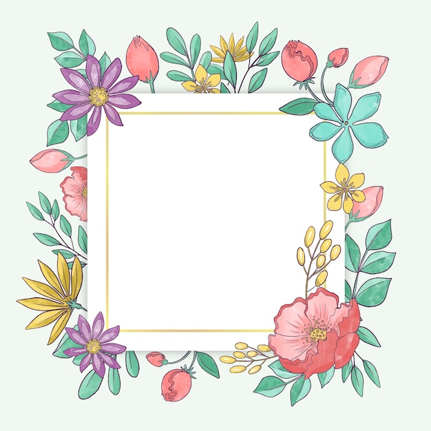 watercolor spring floral frame