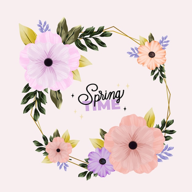 Watercolor spring floral frame