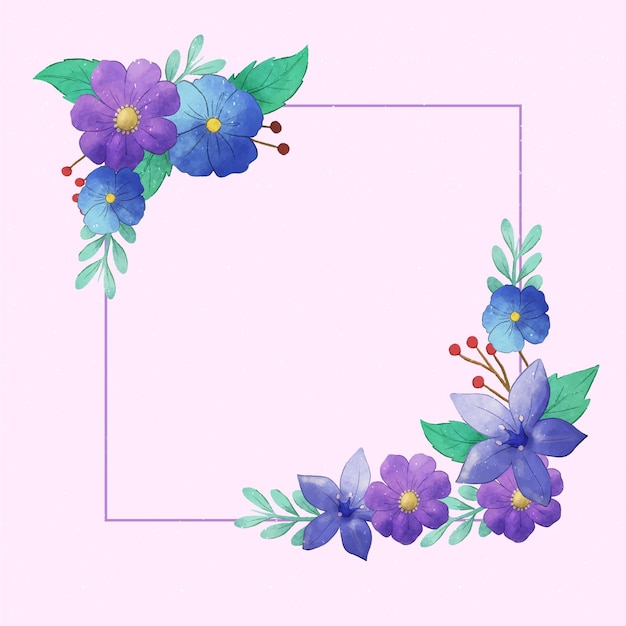 Watercolor spring floral frame