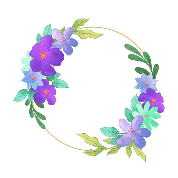 Watercolor spring floral frame