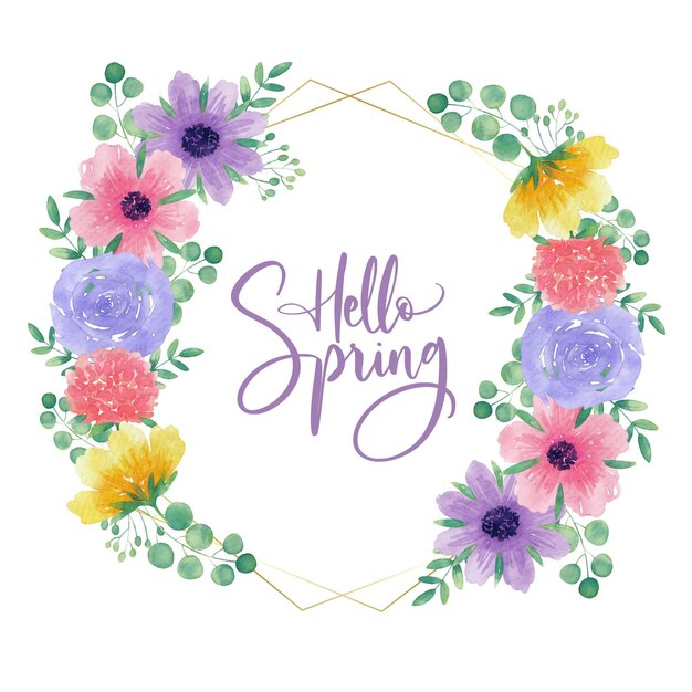 Watercolor spring floral frame