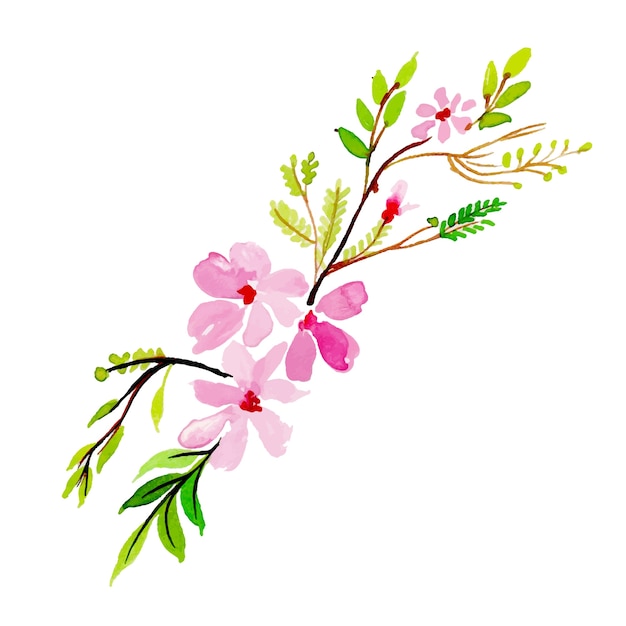 Free vector watercolor spring floral and leaves collection