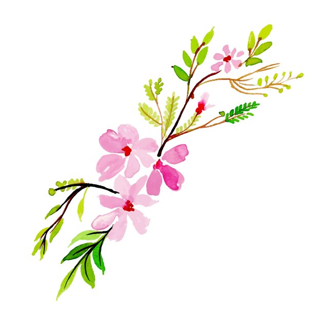 수채화 봄 꽃과 나뭇잎 컬렉션