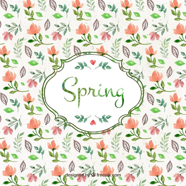 Watercolor spring flowers background