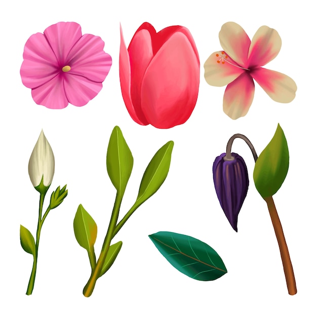 水彩画の春の花のコレクションのテーマ