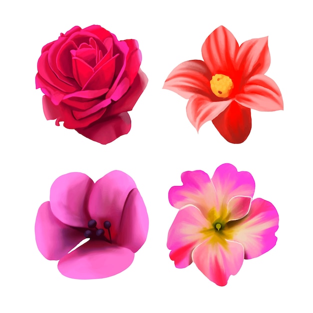 Free vector watercolor spring flowers collection