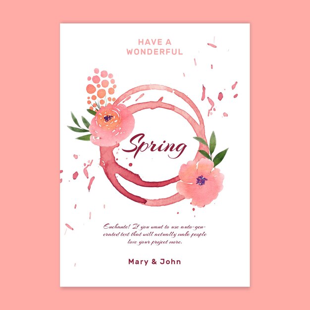 Watercolor spring greeting card