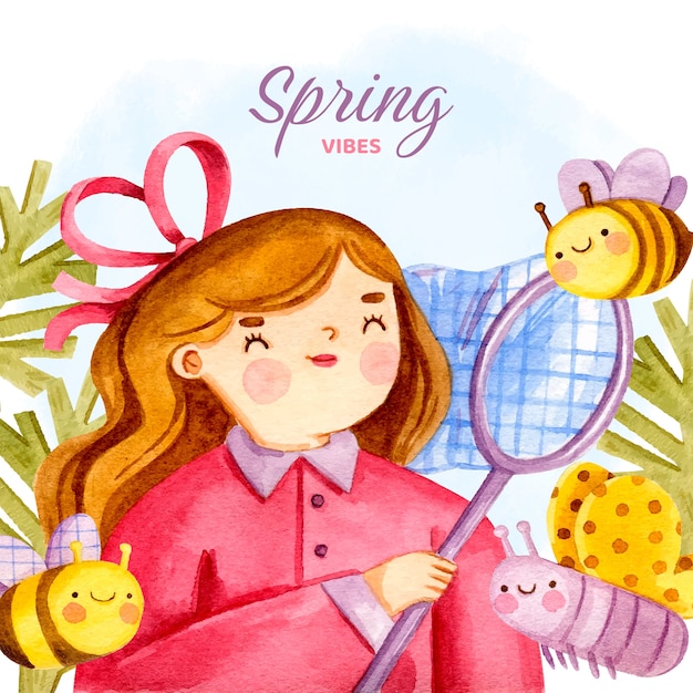 Watercolor spring illustration