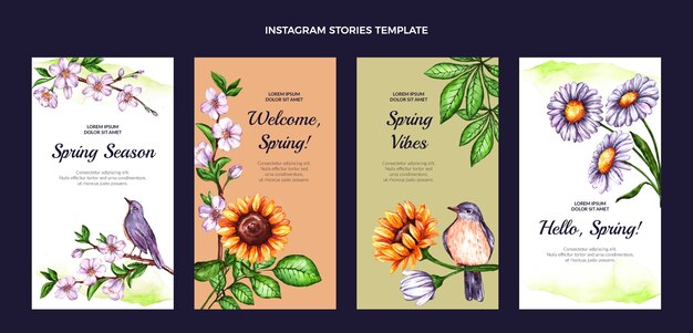 Watercolor spring instagram stories collection