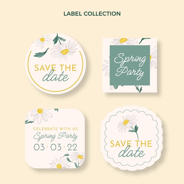 Free vector watercolor spring labels collection