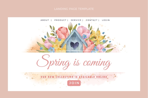 Free vector watercolor spring landing page template