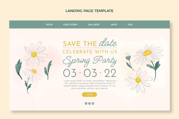 Free vector watercolor spring landing page template