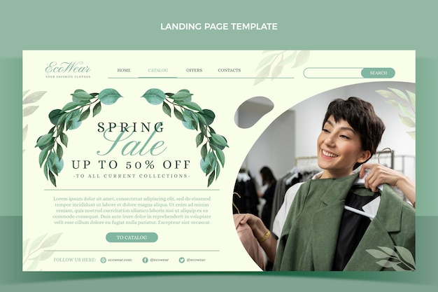 Free vector watercolor spring landing page template