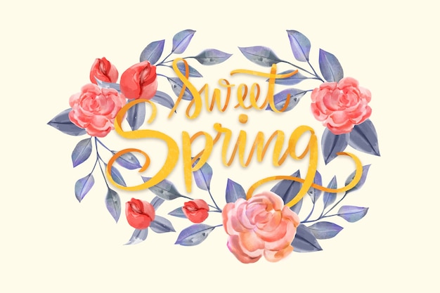 Watercolor spring lettering