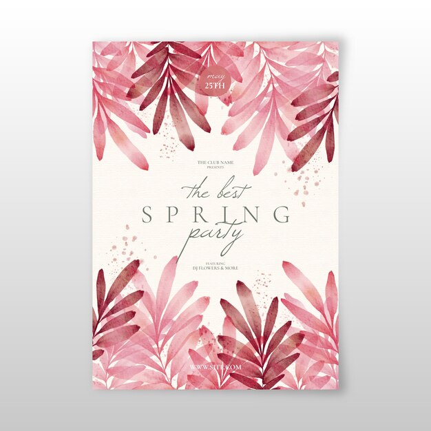 Free vector watercolor spring party flyer template