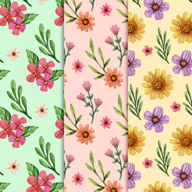 Watercolor spring pattern collection