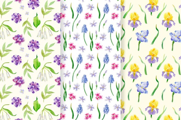 Watercolor spring pattern collection