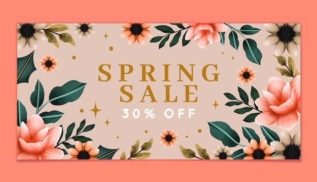 Free vector watercolor spring sale banner template