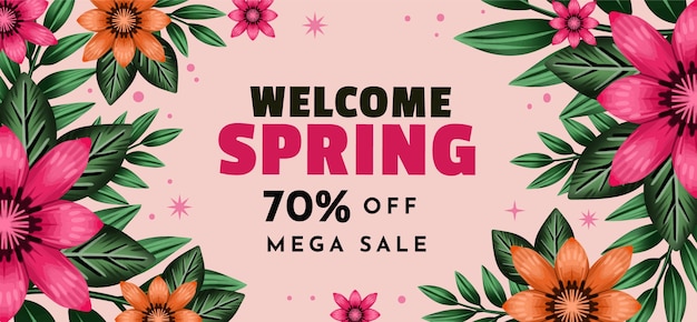 Free vector watercolor spring sale horizontal banner