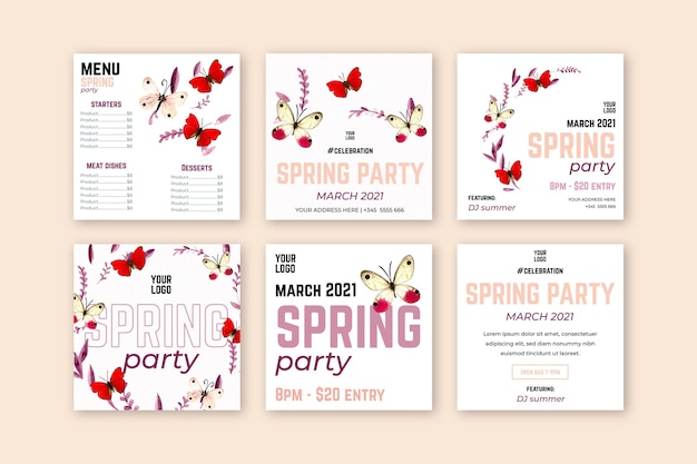 Free vector watercolor spring sale instagram posts