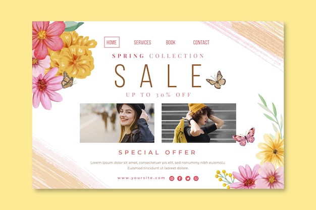 Watercolor spring sale landing page