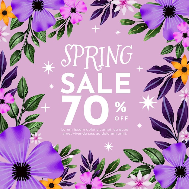 Watercolor spring sale Free Vector