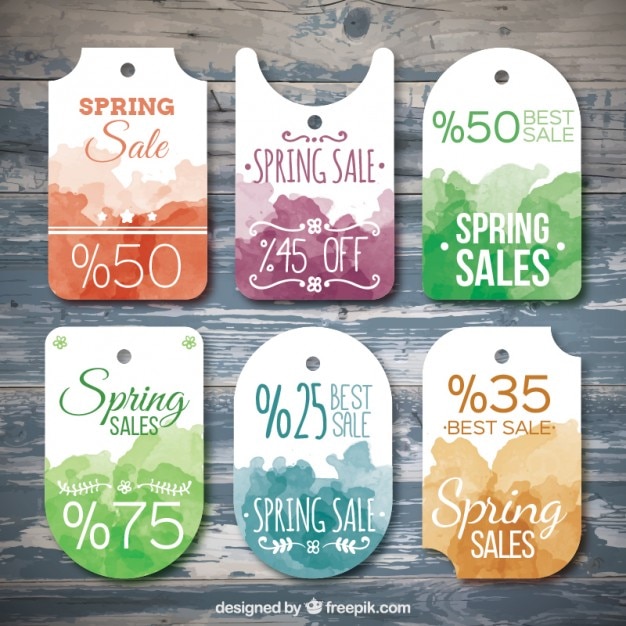 Free Vector watercolor spring sales stickers