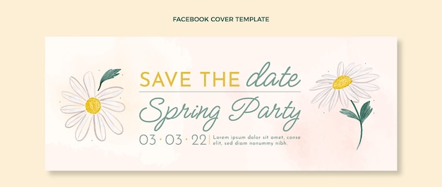 Watercolor spring social media cover template