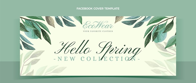 Free vector watercolor spring social media cover template