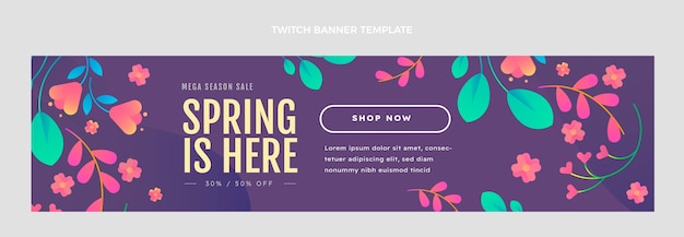 Free vector watercolor spring twitch banner