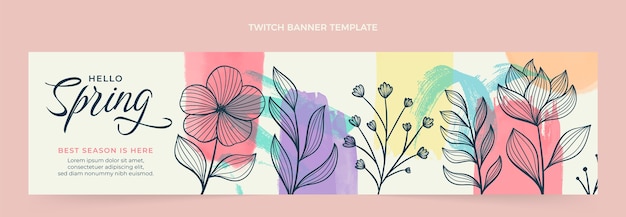 Watercolor spring twitch banner