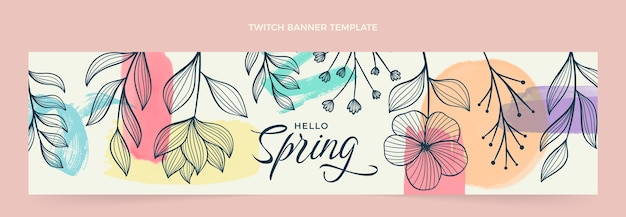 Free vector watercolor spring twitch banner