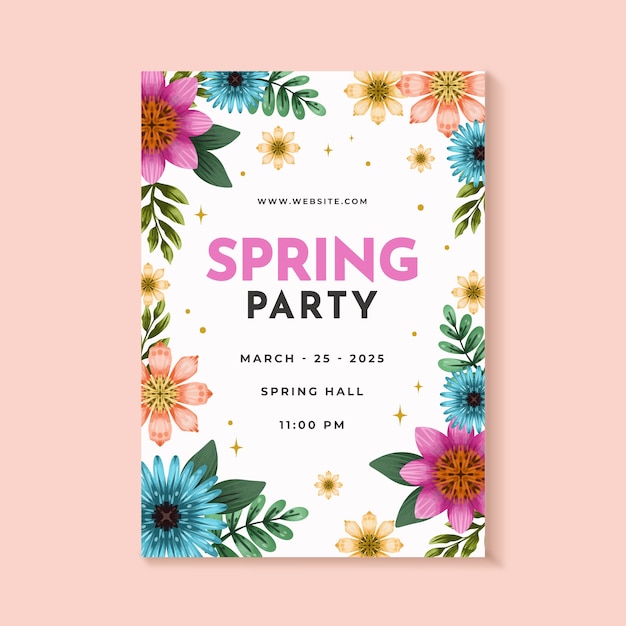 Free vector watercolor spring vertical poster template