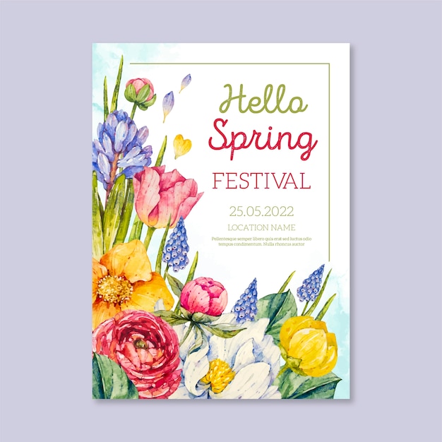 Free vector watercolor spring vertical poster template