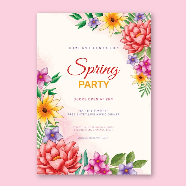 Free vector watercolor spring vertical poster template