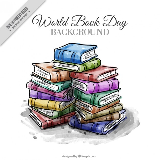 Watercolor stacked books background