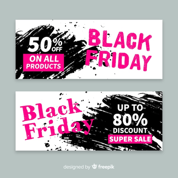 Watercolor stain black friday banners template