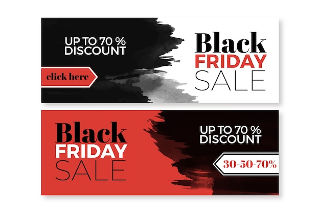 Watercolor stain black friday banners template