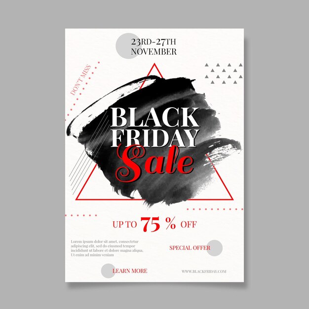 Watercolor stain black friday flyer template