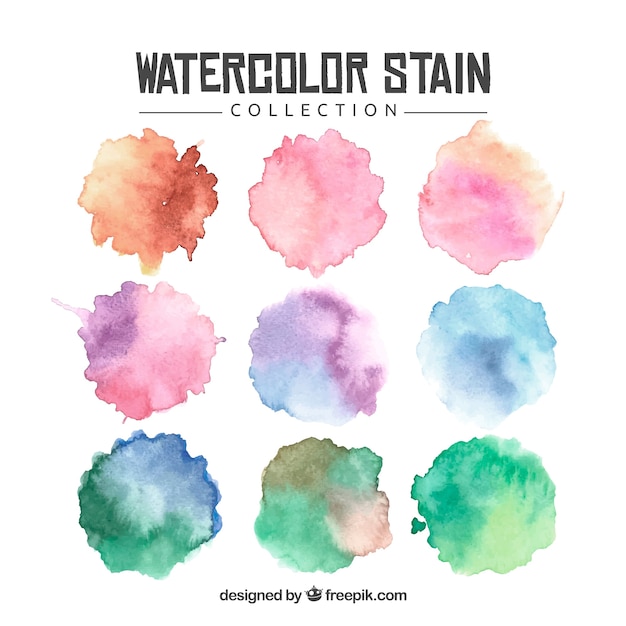 Free vector watercolor stain collection