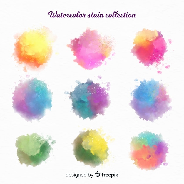 Free vector watercolor stain collection